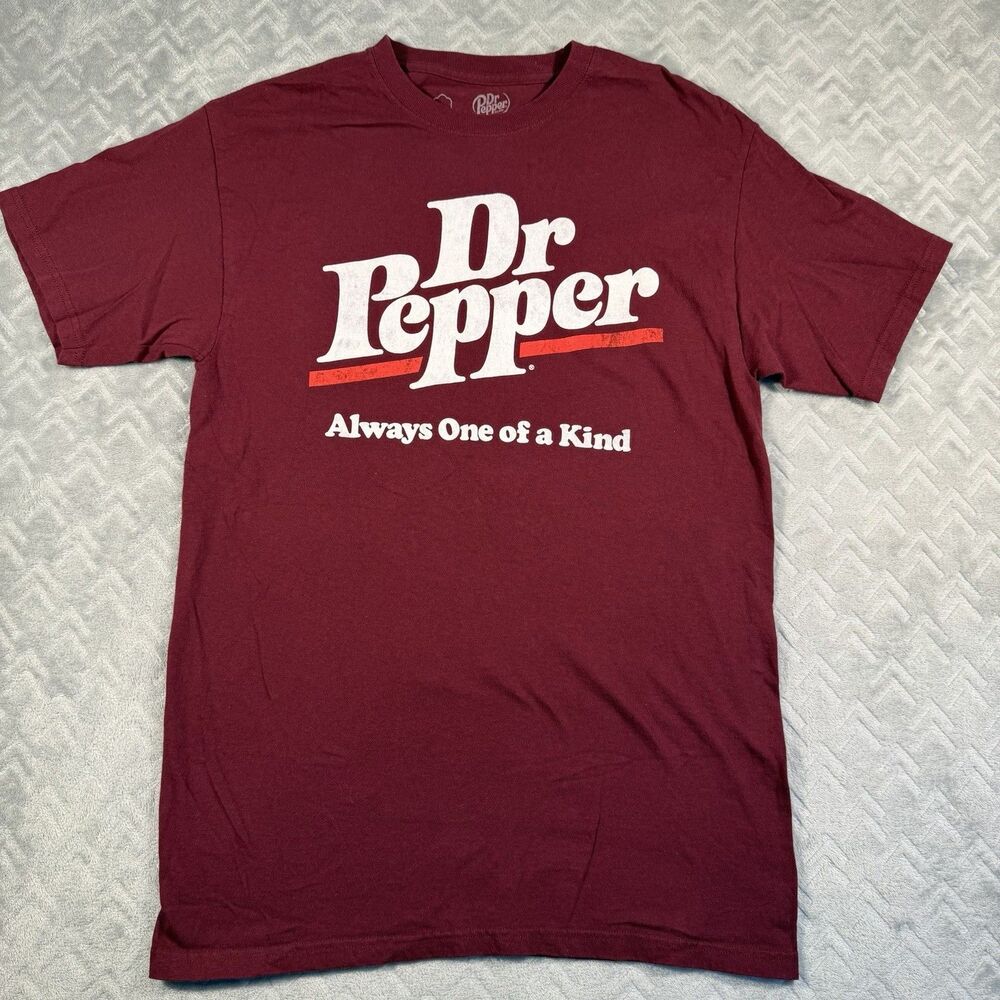 Dr Pepper T-Shirt Mens Med Maroon Graphic Logo “Always One of a Kind” Cotton New